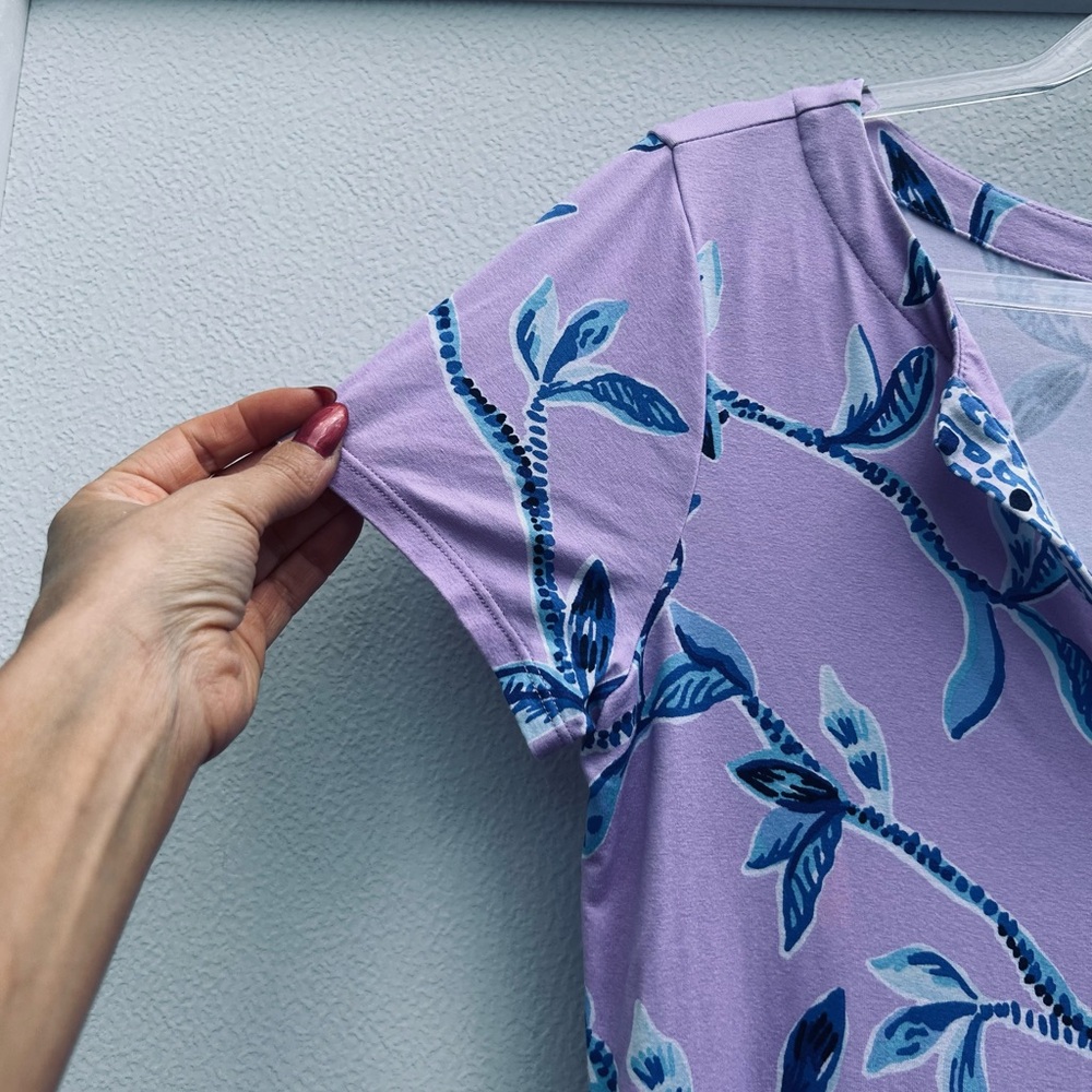 Lilly Pulitzer Dress Sz S Sophiletta SPF 50+ Pink Lavender Printed V-neck Resort - Picture 7 of 12